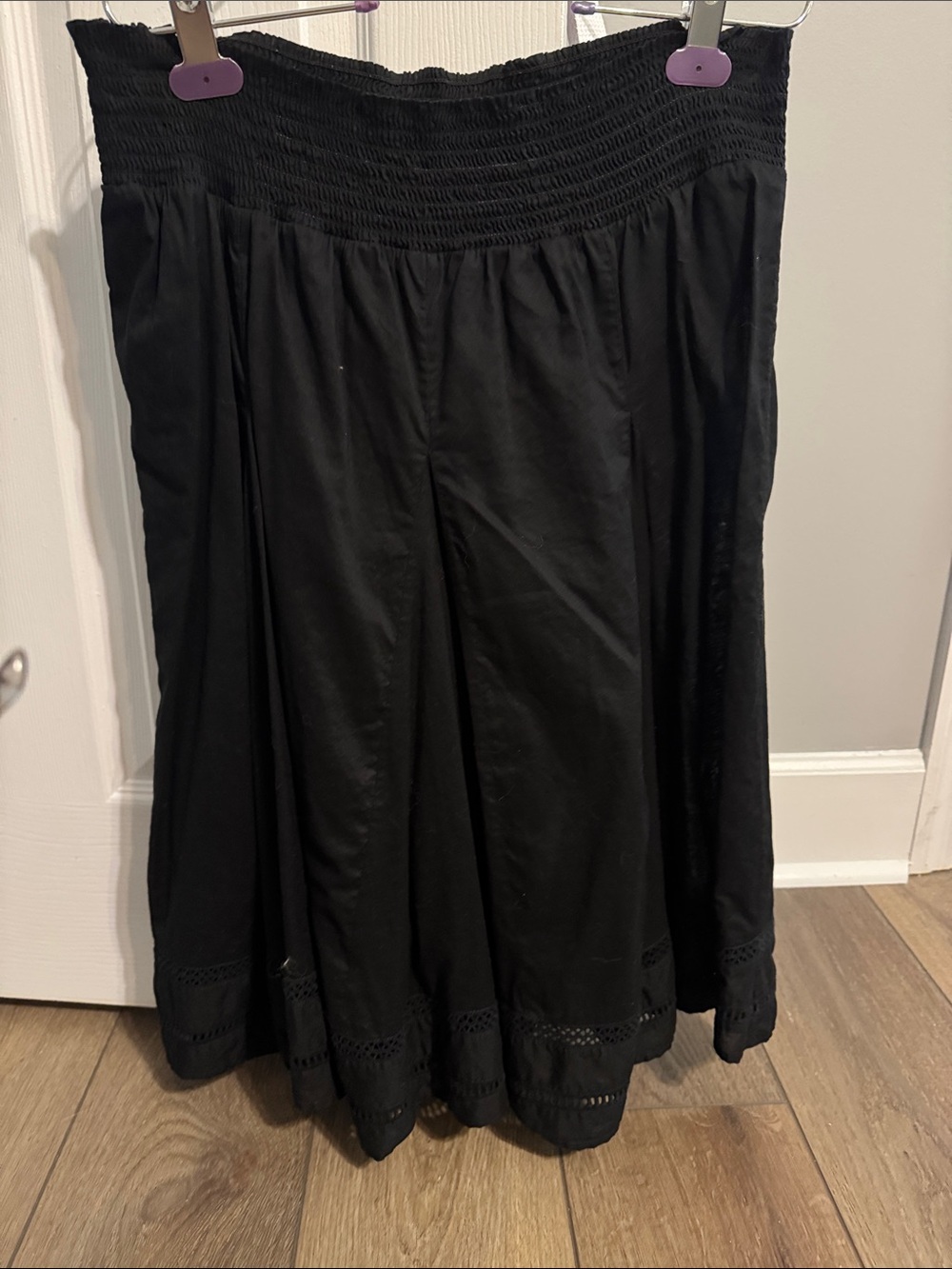 Merona Black A-Line Maxi Skirt with Smocked Waist